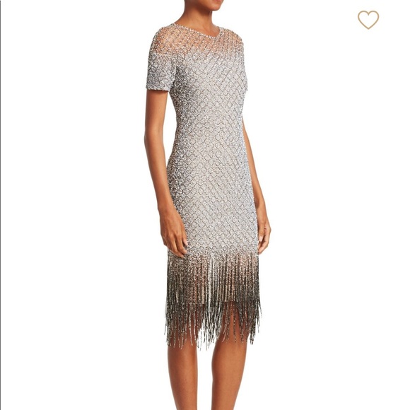 Pamella Roland Sequin fringe hem sheath dress - Picture 1 of 7